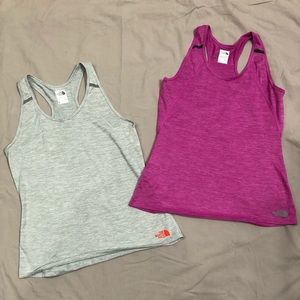 The north face. Flash dry. Razor back tank top. Size:medium. Pink/gray. 2 pack.